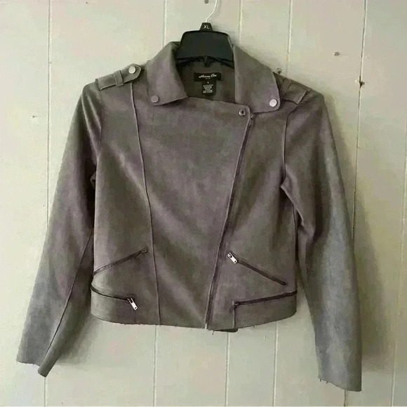 Anna Cai Motostyle Zip Jacket Grey Suede Feel Size S - Picture 1 of 3